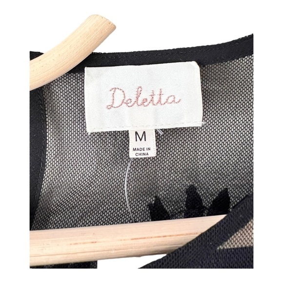 Deletta Garden Guise Mesh and Lace Top Blouse Black & Navy Occasion Top NEW - Picture 12 of 16